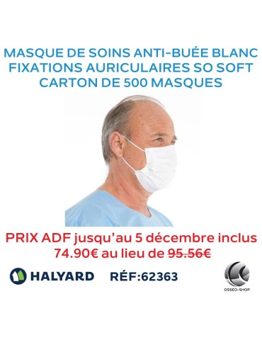 Masque de soins anti-buée avec fixations auriculaires SO SOFT. Blanc