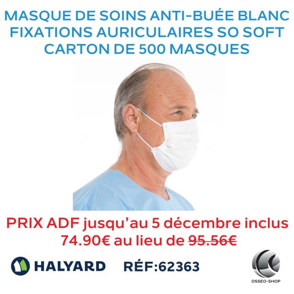Masque de soins anti-buée avec fixations auriculaires SO SOFT. Blanc