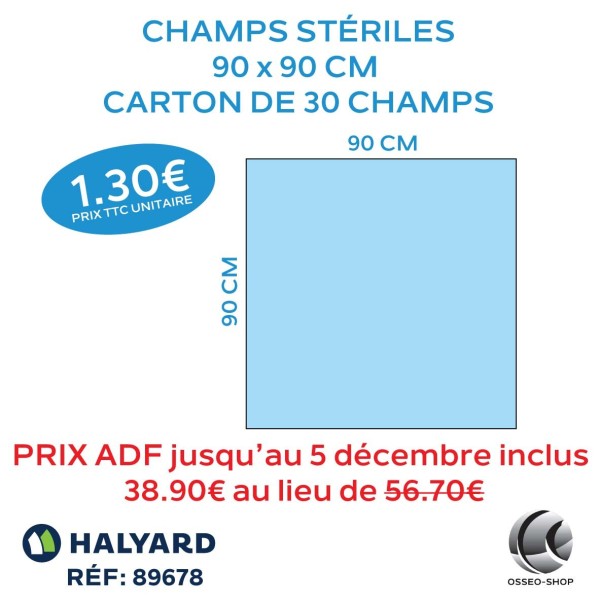 56.70€ La boîte de 30 champs stériles 90 x 90cm