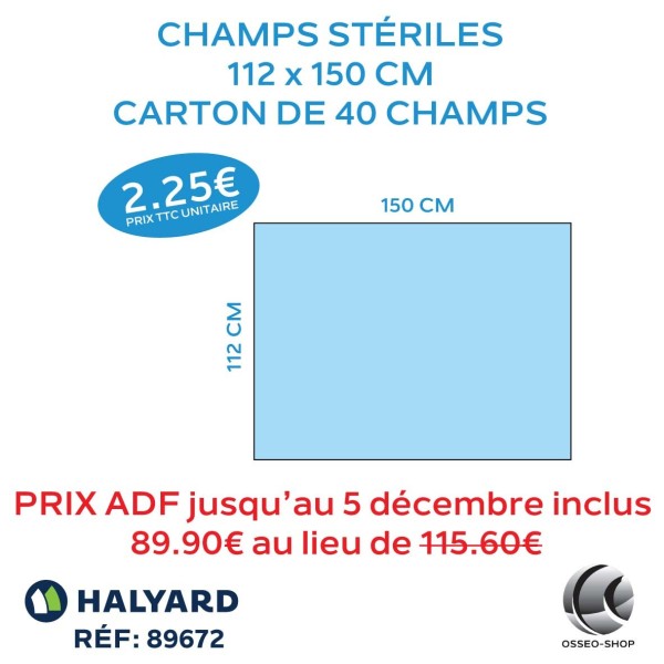 115.60€ La boîte de 40 champs stériles 112 x 150 cm