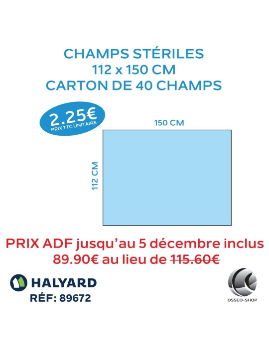 115.60€ La boîte de 40 champs stériles 112 x 150 cm