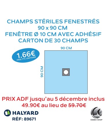 59.70€ La boîte de 30 champs stériles Fenestrés 90 x 90cm + adhésif