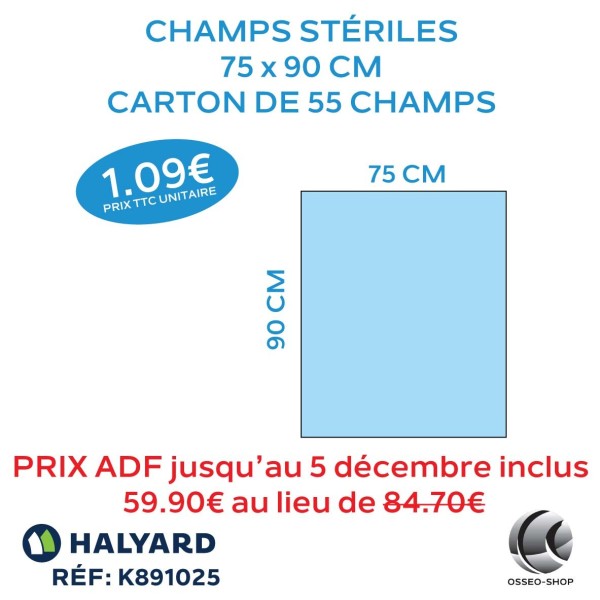 84.70€ La boîte de 55 champs stériles 75x90cm