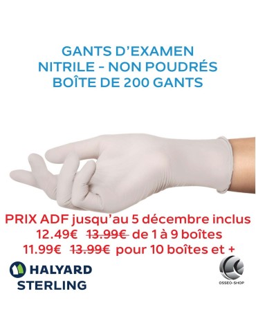 Gants d'examen en Nitrile - Non poudrés - Halyard Sterling