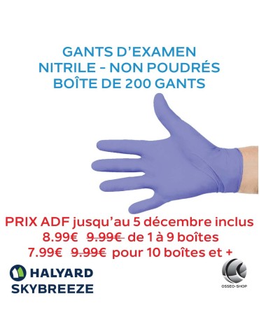 Gants d'examen en Nitrile - Non poudrés - Halyard Skybreeze