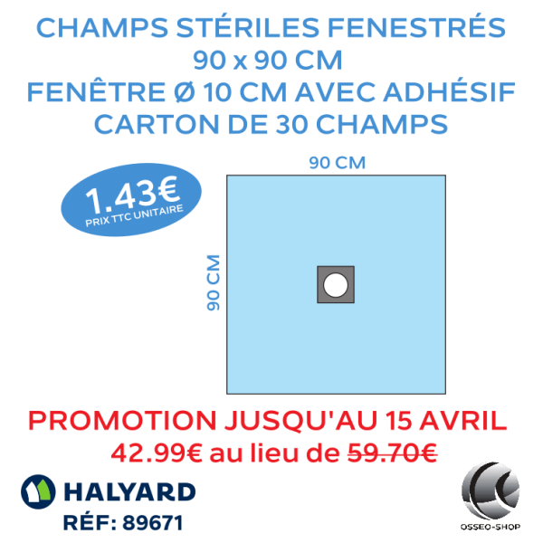 59.70€ La boîte de 30 champs stériles Fenestrés 90 x 90cm + adhésif