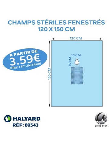 3.59€ TTC pièce:  champs stériles Fenestrés 120 x 150 cm