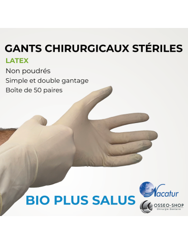 29.90€ boîte de 50 gants Stériles Chirurgicaux Latex Non poudrés