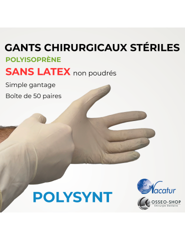 109.50€ boîte de 50 paires de gants stériles chirurgicaux Polyisoprène