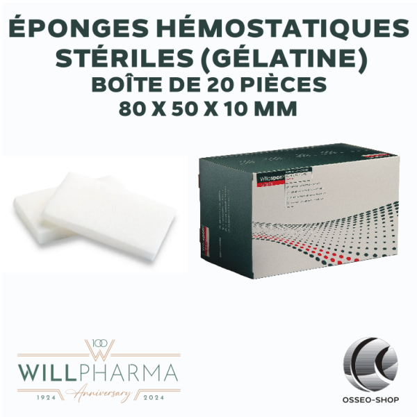 Éponges hémostatiques 80x50x10mm