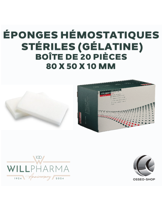 Éponges hémostatiques 80x50x10mm