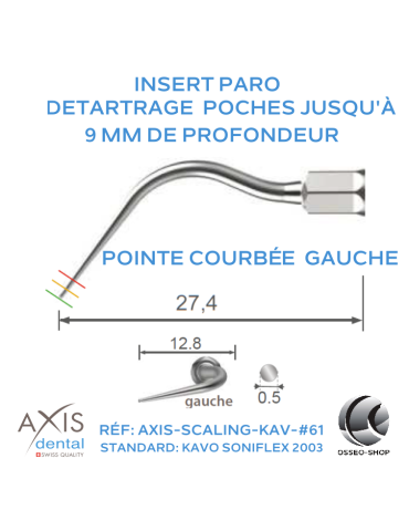 Insert paro - Pointe longue courbée à gauche - nettoyage des poches