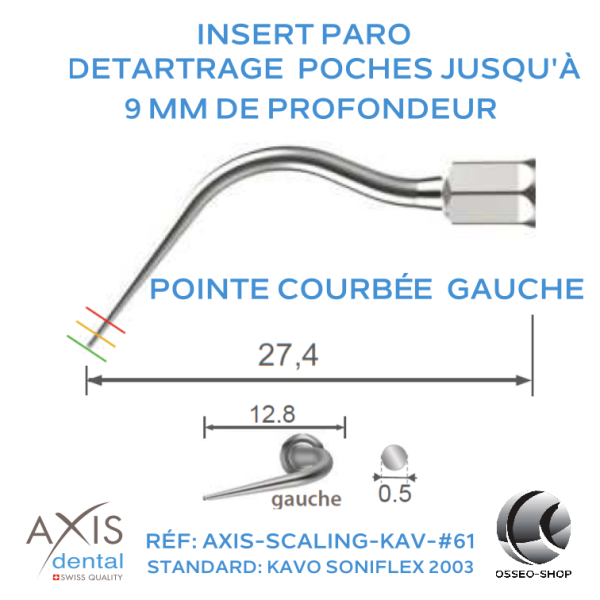 Insert paro - Pointe longue courbée à gauche - nettoyage des poches