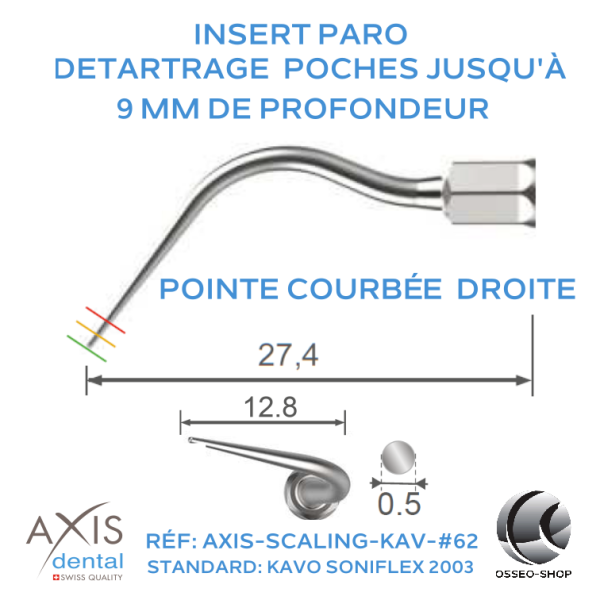 Insert paro - Pointe longue courbée à droite- nettoyage des poches