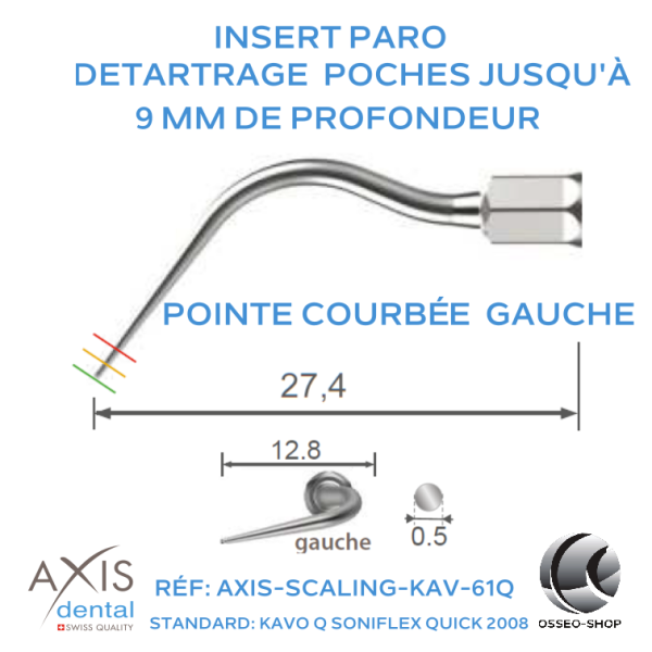 Insert paro - Pointe longue courbée à gauche - nettoyage des poches
