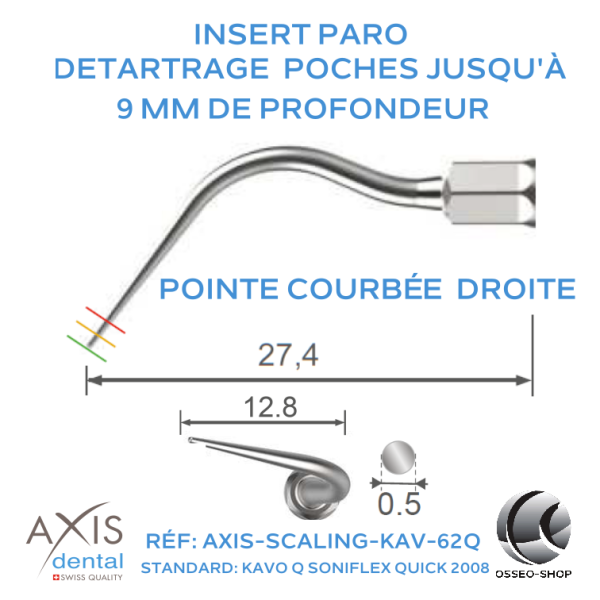 Insert paro - Pointe longue courbée à droite - nettoyage des poches