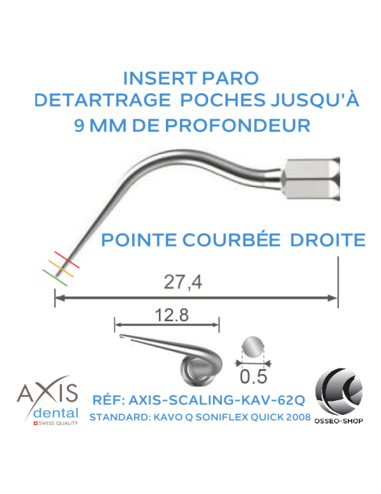 Insert paro - Pointe longue courbée à droite - nettoyage des poches