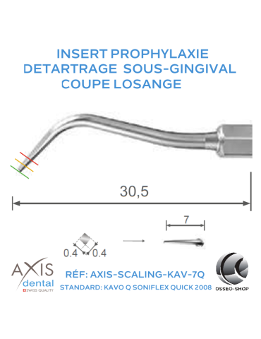 Insert prophylaxie - Coupe losange pour détartrage sous-gingival