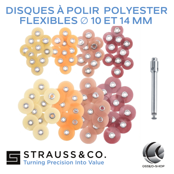 100 Disques à polir flexibles en Polyester - Diamètre 10 et 14 mm