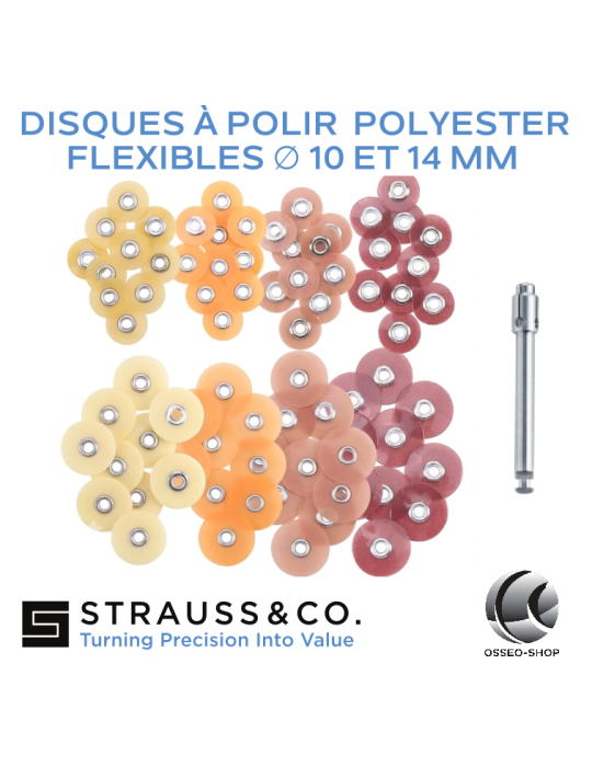 100 Disques à polir flexibles en Polyester - Diamètre 10 et 14 mm
