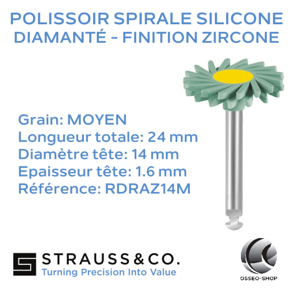 Polissoir spirale silicone diamanté - Finition Zircone