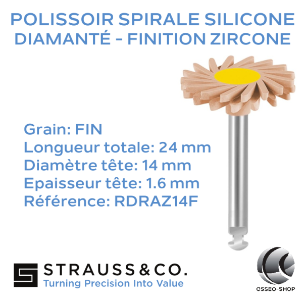 Polissoir spirale silicone diamanté - Finition Zircone