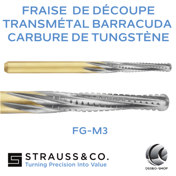 Fraise de découpe transmétal barracuda en carbure de tungstène, conique à bout rond