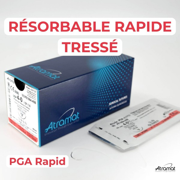 52.90€ - Boîte de 12 Sutures PGA RAPID - Résorbable Rapide Tressé