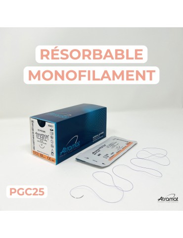 43.90€ - Boîte de 12 Sutures PGC25 - Résorbable Monofilament