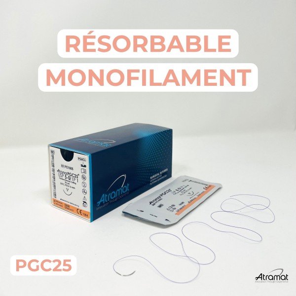 43.90€ - Boîte de 12 Sutures PGC25 - Résorbable Monofilament