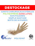 Destockage: 49.99€ boîte de 50 paires de gants stériles chirurgicaux Polyisoprène