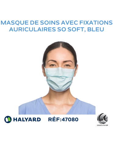 Masque de soins avec fixations auriculaires SO SOFT, bleu