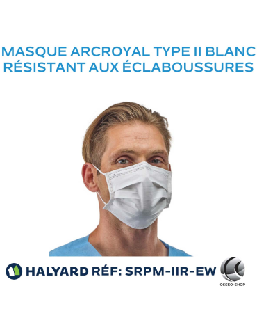 Masque résistant aux éclaboussures (sang et fluides buccaux), Type IIR ArcRoyal