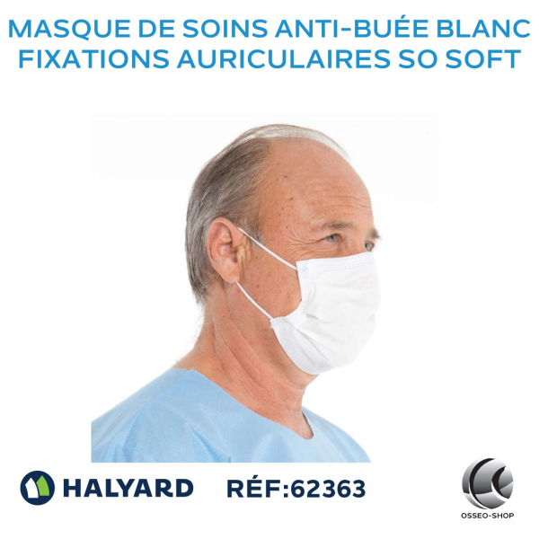 Masque de soins anti-buée avec fixations auriculaires - boîte de 50 masques