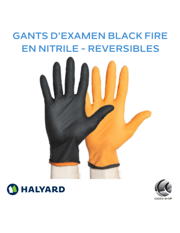 Gants  d'examen reversibles Black Fire - Nitrile