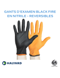 Gants  d'examen reversibles Black Fire - Nitrile