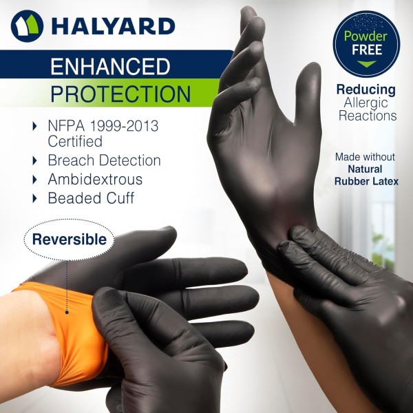 Gants  d'examen reversibles Black Fire - Nitrile