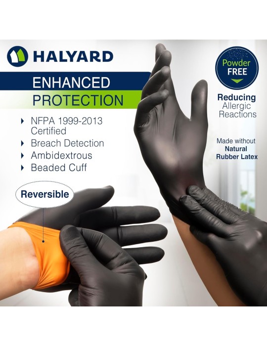 Gants  d'examen reversibles Black Fire - Nitrile