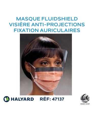 Masque avec visière FLUIDSHIELD à fixation auriculaires spécial spray
