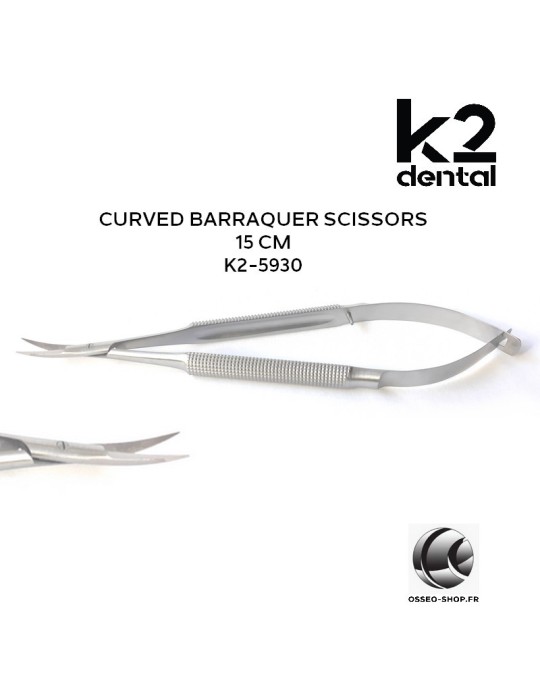 Micro-ciseaux de Barraquer courbes 15 cm - K2 Dental