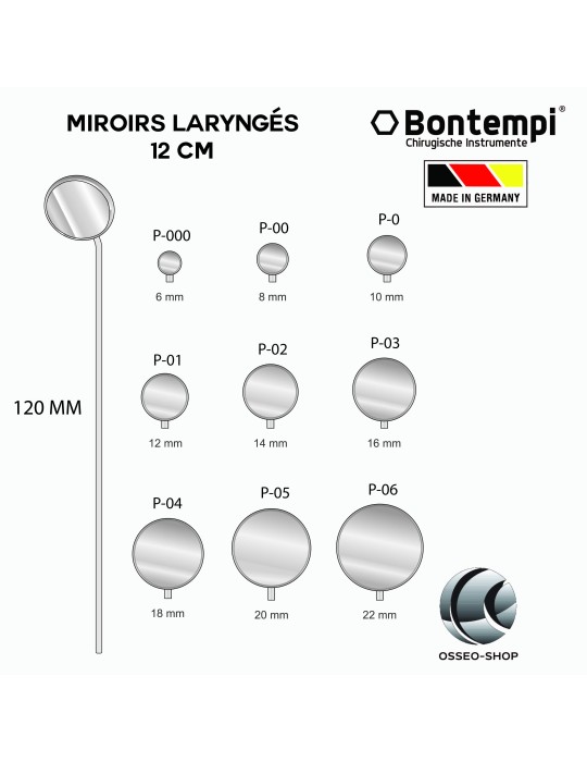 Miroirs Laryngés 12 cm - Bontempi