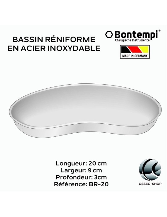 Bassin réniforme en acier inoxydable - Bontempi
